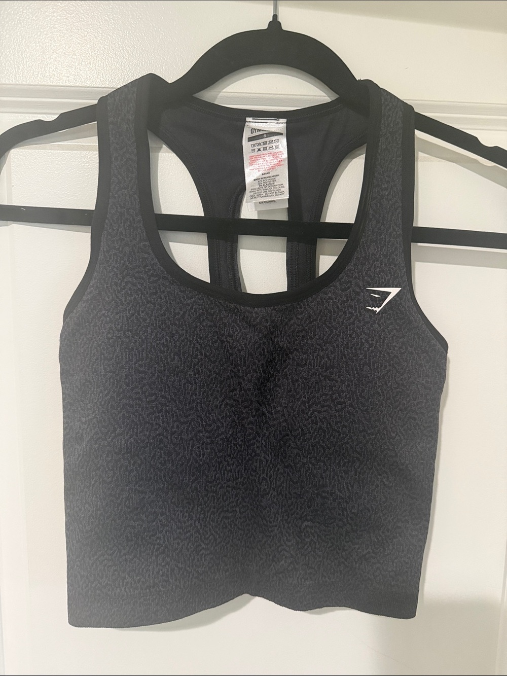 Gymshark Black Textured Racerback Sports Bra
